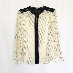 Rafaella cream & black polka dot sheer top S
